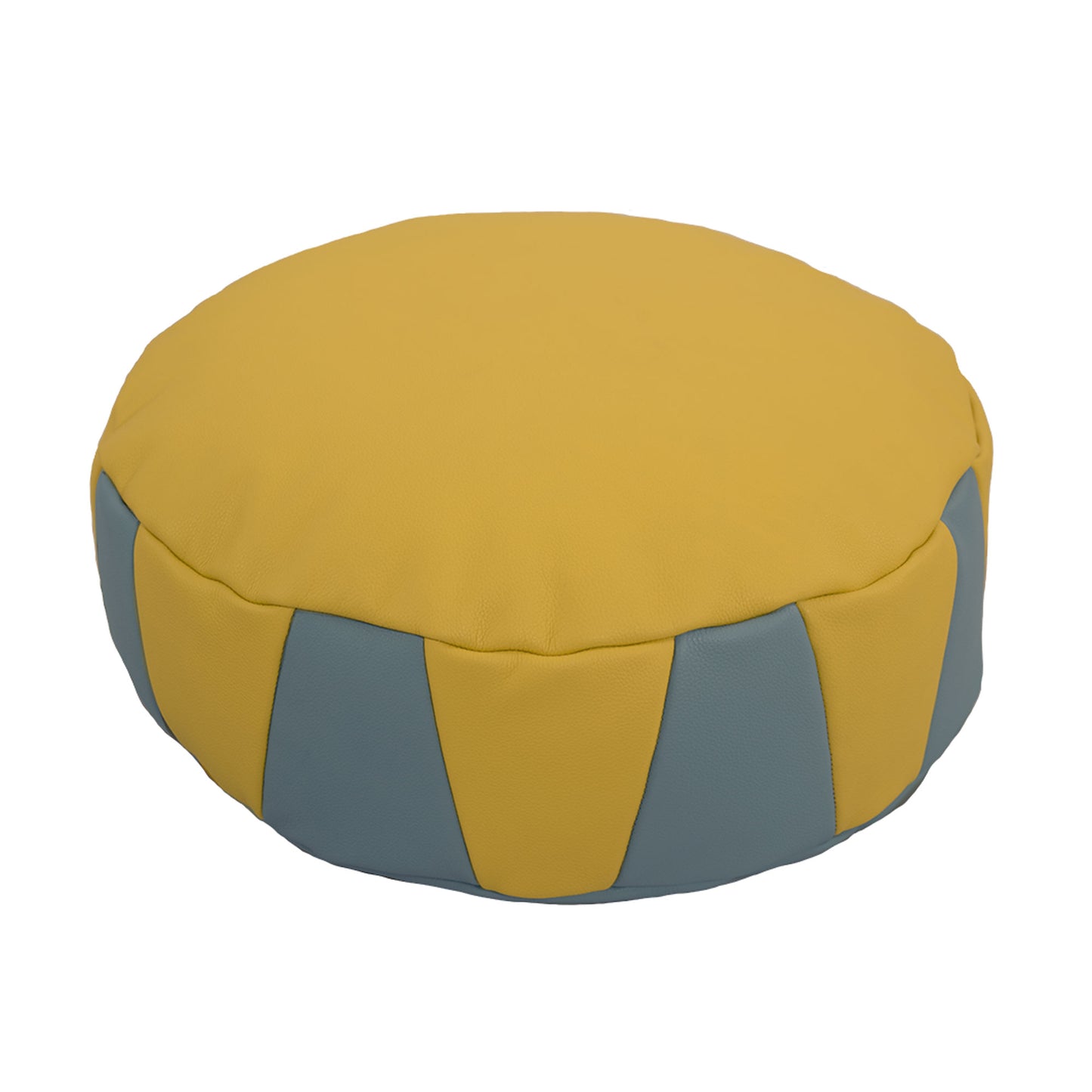 Leather Pouf Yellow Baby Blue