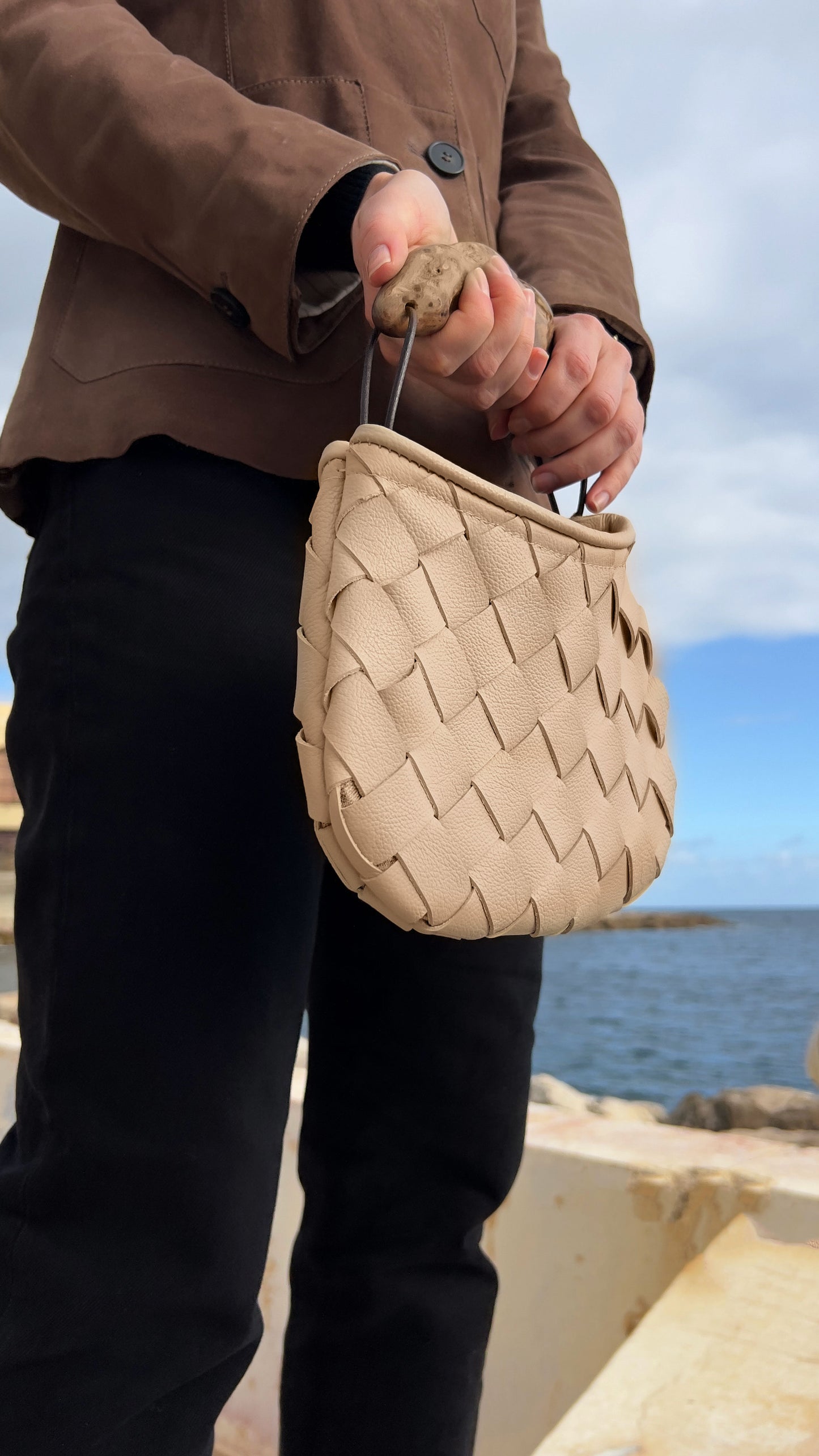 The Earth Leather and Olive Wood Purse