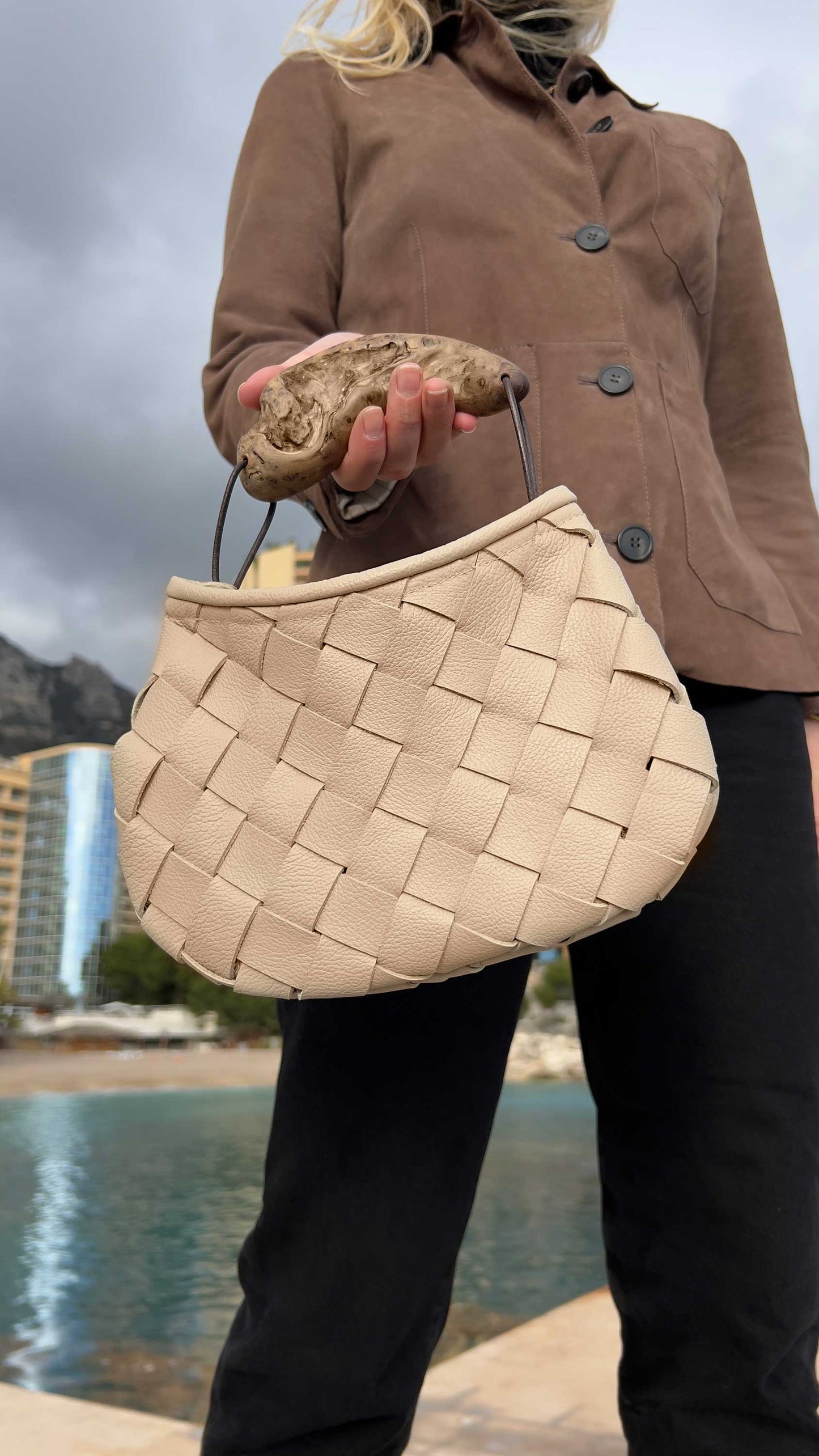 The Earth Leather and Olive Wood Purse